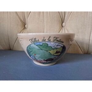 Vintage French Faïence Bowl – La Fontaine "The Tortoise and the Hare" Story Bowl